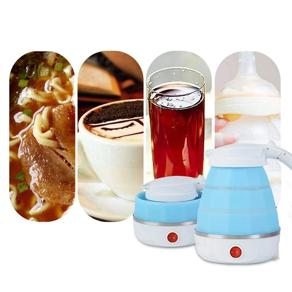 2137 Silicone Foldable Collapsible Electric Water Kettle Camping Boiler